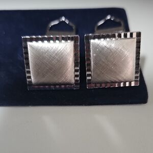 Vintage Swank Silver Square Cufflinks
